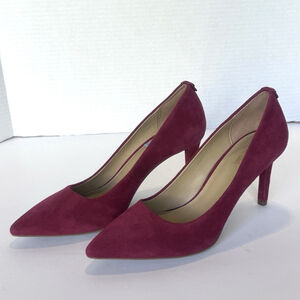 New Michael Kors Suede Leather Dorothy Flex Pump Heels Size:6.5 Berry Red